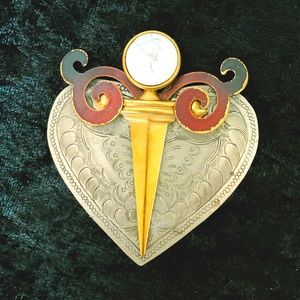Mixed Metal Heart Brooch
